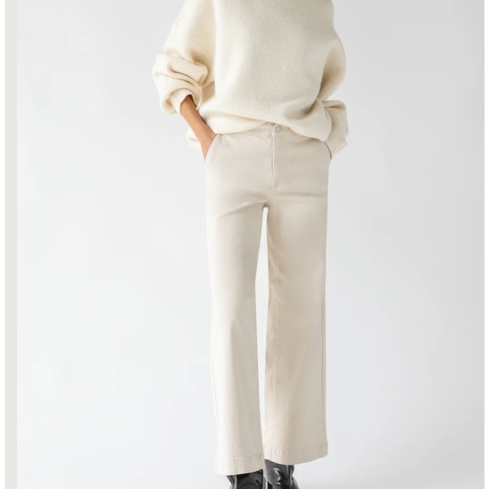 OAK + FORT Cream Wide Leg Pants